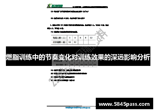 燃脂训练中的节奏变化对训练效果的深远影响分析
